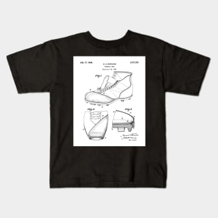 Football Shoe Patent - American Football Boot Coach Fan Football Lover Art - White Kids T-Shirt